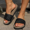 Hazel Blues® |  PU Leather Woven Platform Sandals