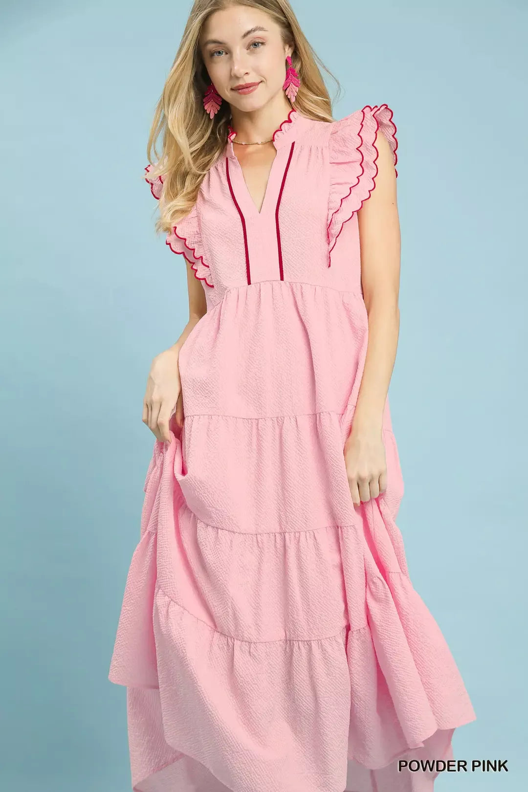 Umgee Seersucker Ruffle Sleeve Tiered Midi Dress – Hazel Blues®