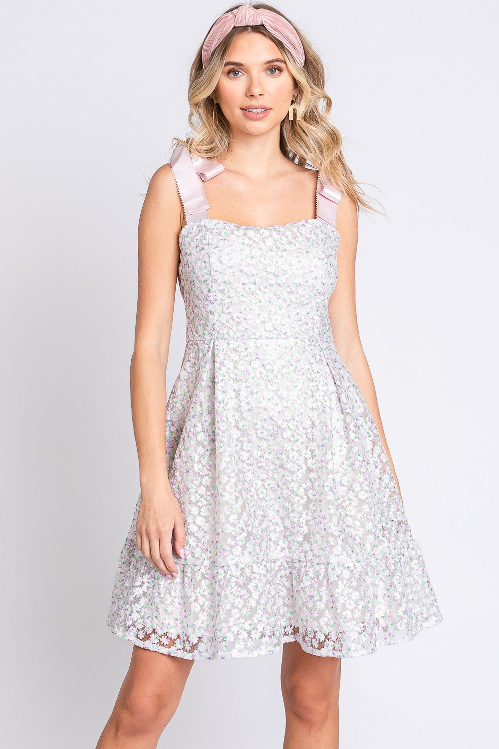 Hazel Blues® |  GeeGee Mesh Floral Embroidered Sleeveless Dress