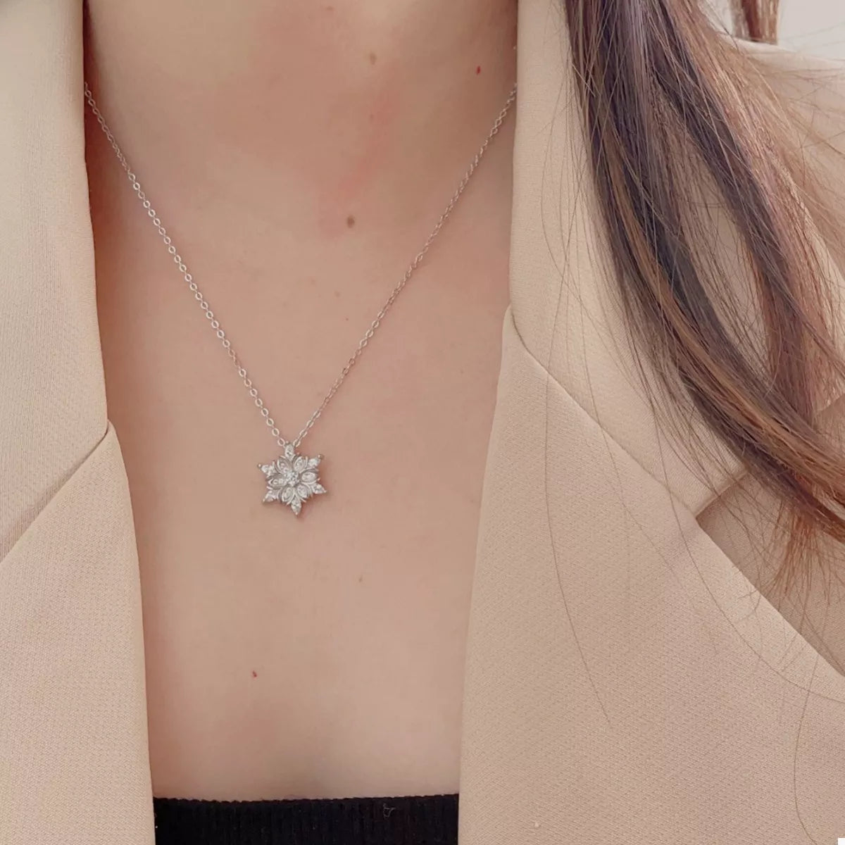 925 Sterling Silver Zircon Snowflake Necklace – Hazel Blues®