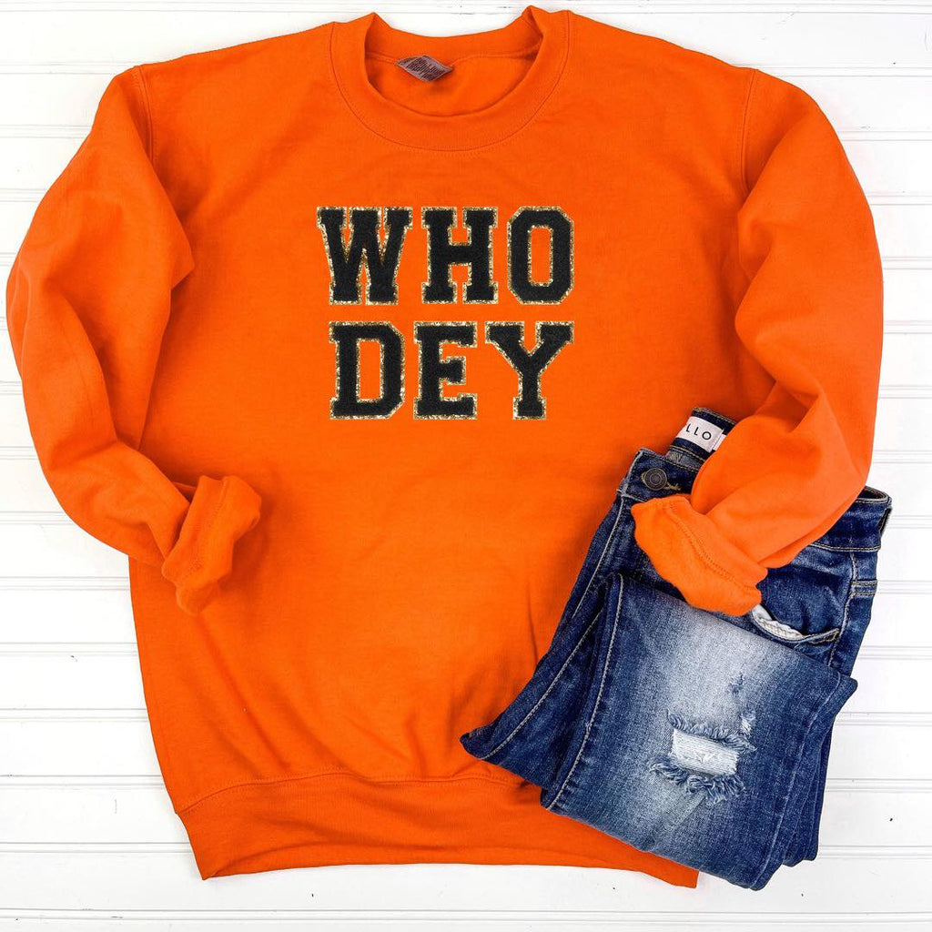 Hazel Blues® |  Game Day Patch Sweatshirt: WHO DEY