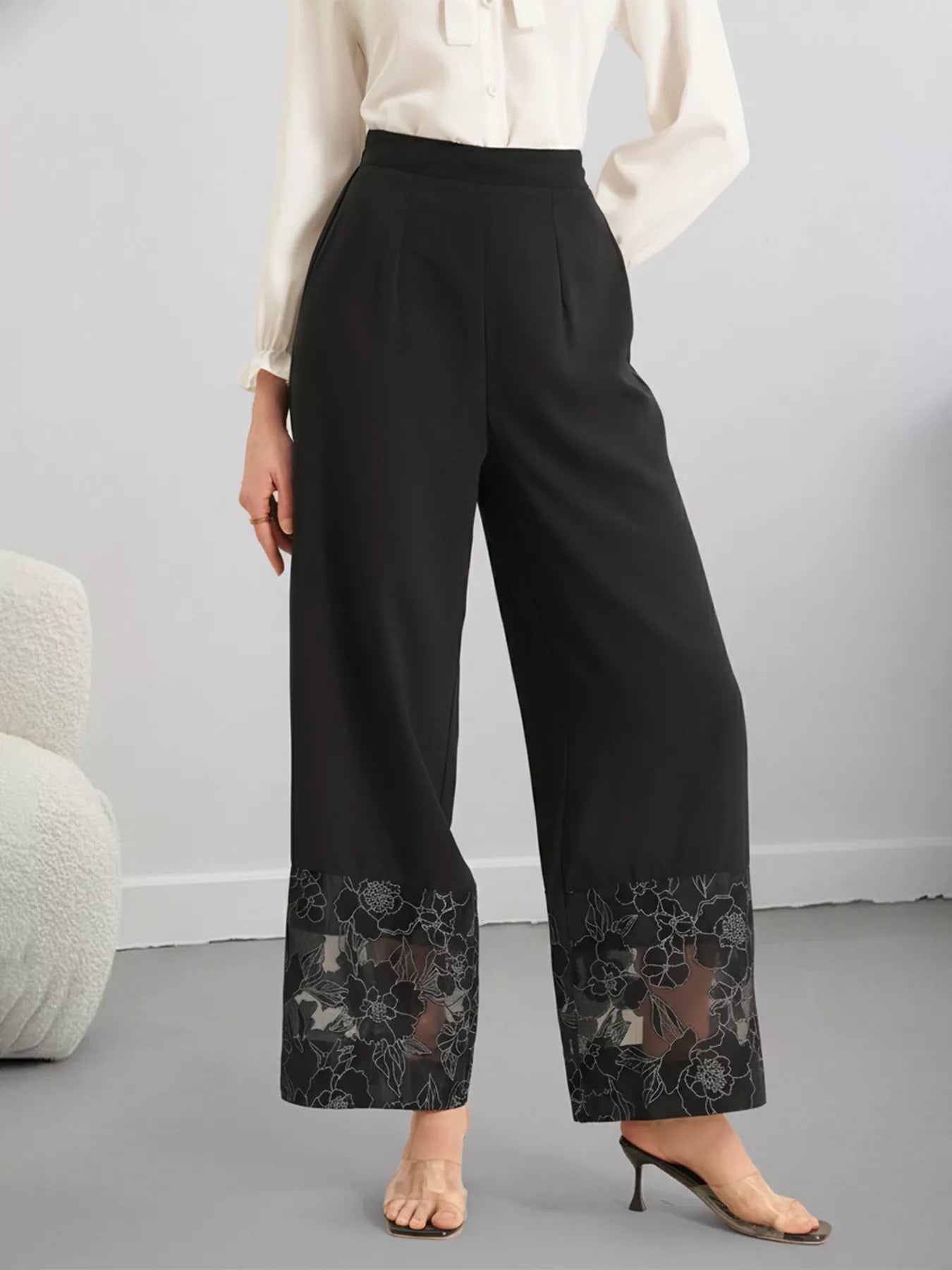 Floral Lace Hem Wide Leg Pants – Hazel Blues®
