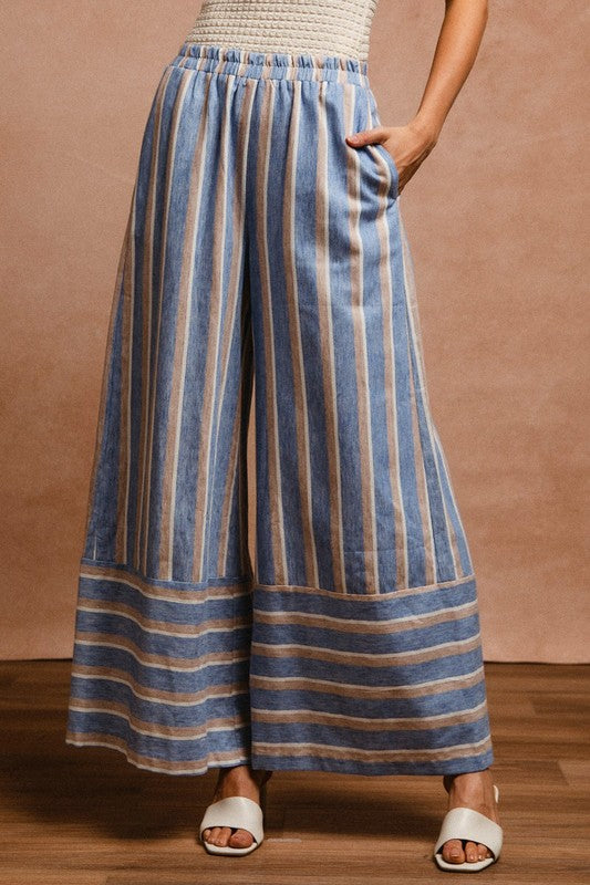 Hazel Blues® | BiBi Striped Wide Leg Pants with Pockets
