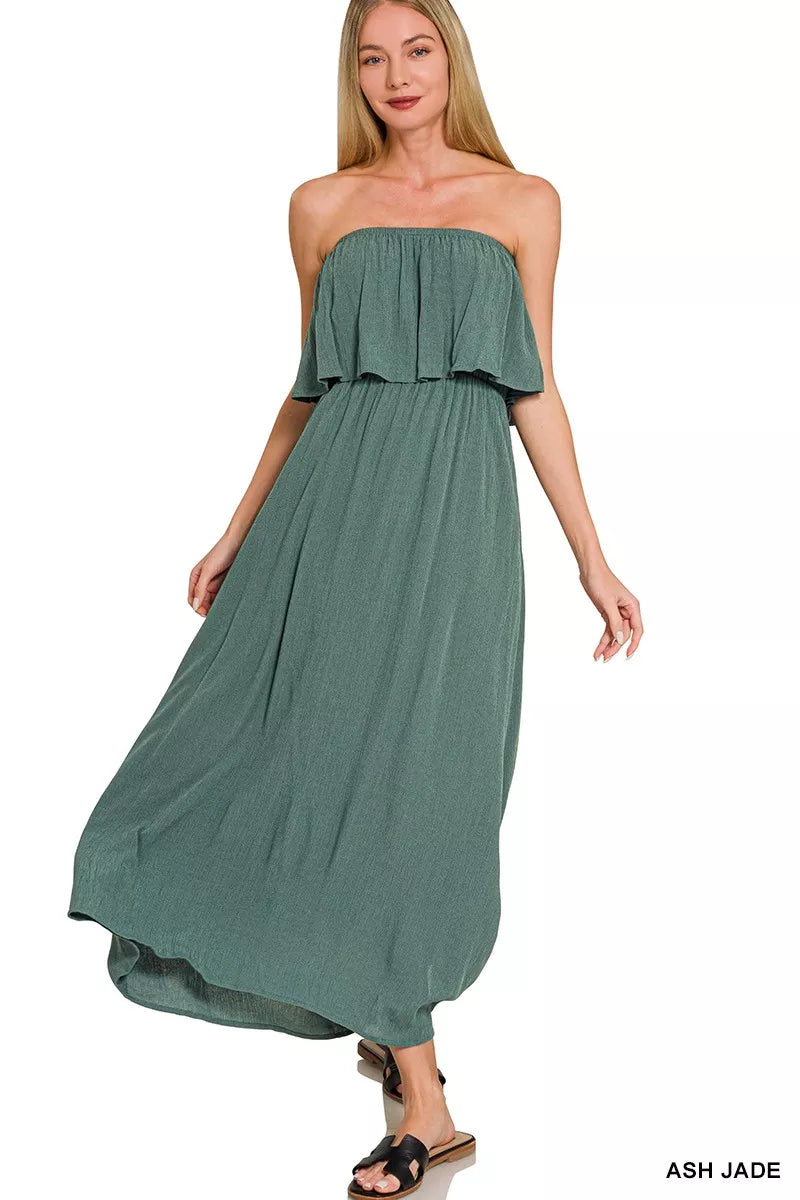 chinese dress ladies Zenana Scoop Neck Sleeveless Maxi Dress in Ash Grey – The Stout Steer