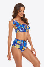 Hazel Blues® |  Ruffled One-Shoulder Buckled Bikini Set