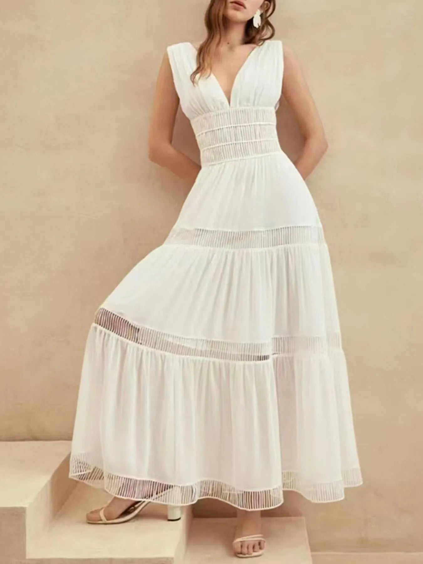 v-neck tiered maxi dress Hazel Blues