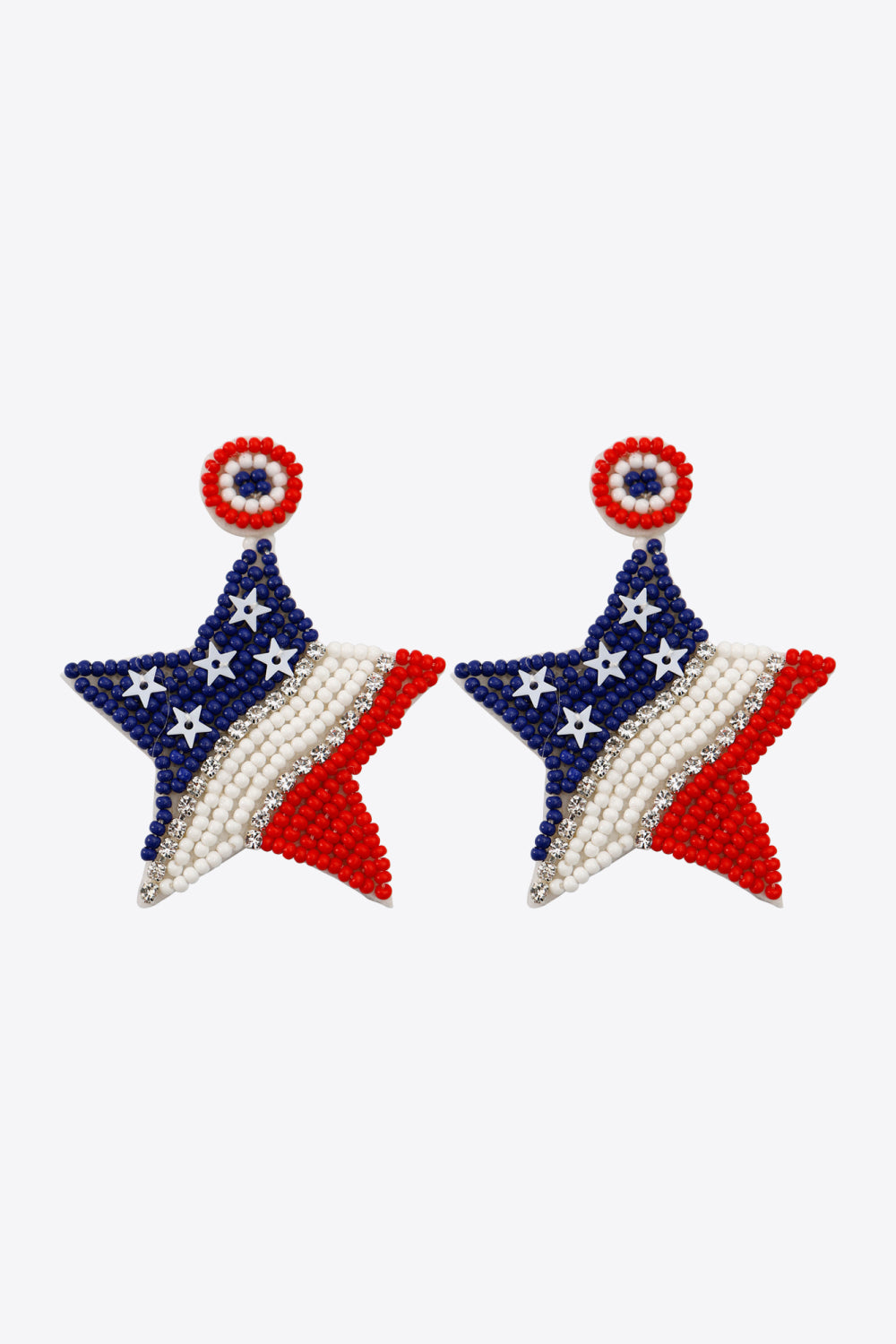 Hazel Blues® |  US Flag Beaded Star Earrings