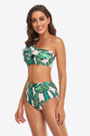 Hazel Blues® |  Ruffled One-Shoulder Buckled Bikini Set