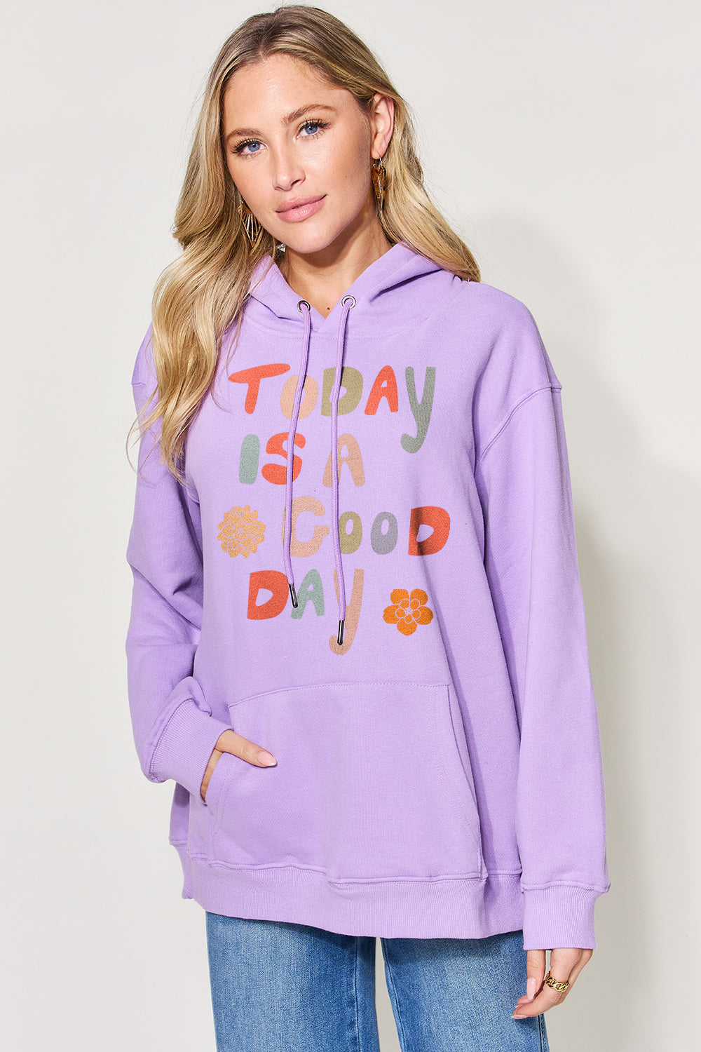 Letter Graphic Long Sleeve Hoodie