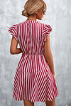 Hazel Blues® |  Ruffled Striped Cap Sleeve Mini Dress