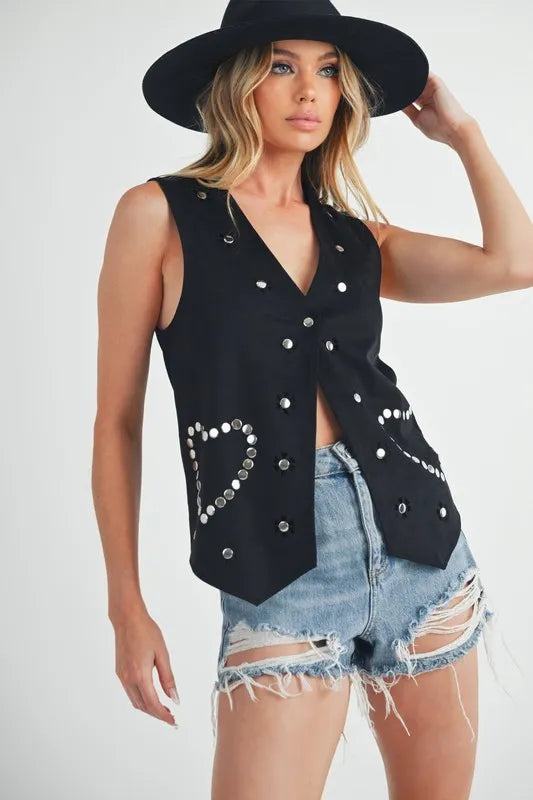 Aemi + Co Heart Rivet Detail Suede Vest Coat – Hazel Blues®