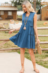 Hazel Blues® |  Frill Notched Sleeveless Mini Dress