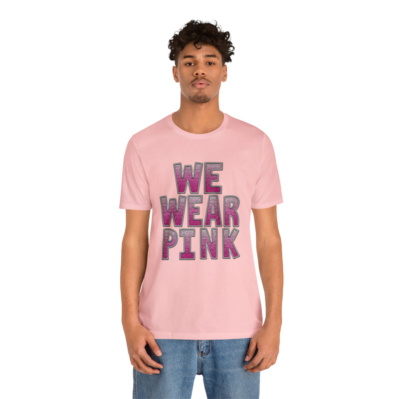 Hazel Blues® |  We Wear Pink Faux Glitter Chenille Letter Tee