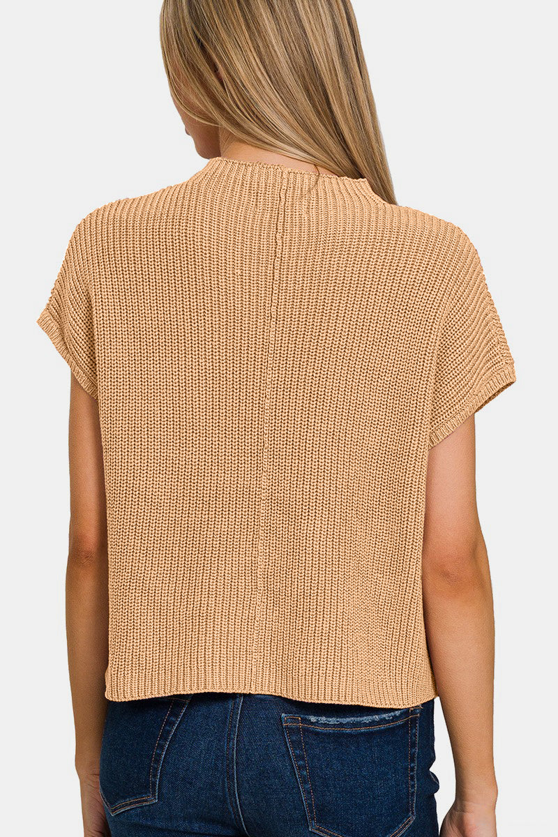 Hazel Blues® |  Zenana Mock Neck Short Sleeve Cropped Sweater
