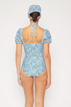 Hazel Blues® |  Marina West Swim Salty Air Puff Sleeve One-Piece in Blue