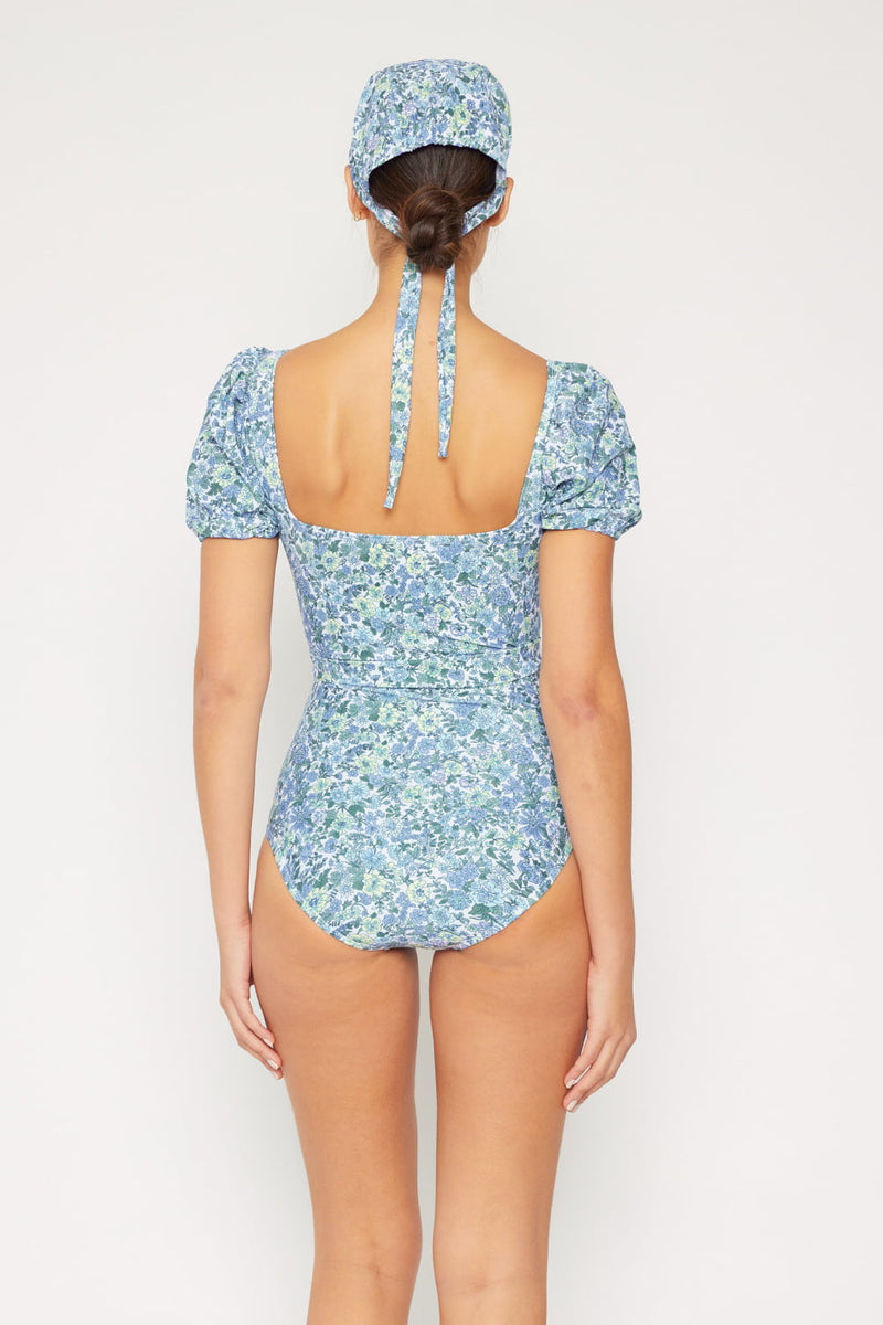 Hazel Blues® |  Marina West Swim Salty Air Puff Sleeve One-Piece in Blue