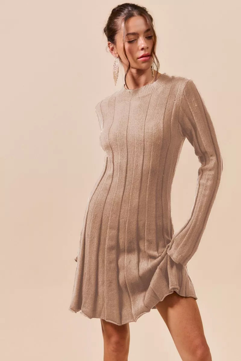 open lace back dress Cheyenne Knit Sweater Dress Beige main image 1