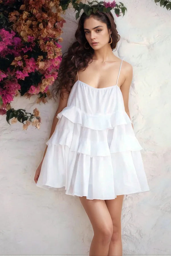 Ruffle Layered Tie Shoulder Cami Dress – Hazel Blues®