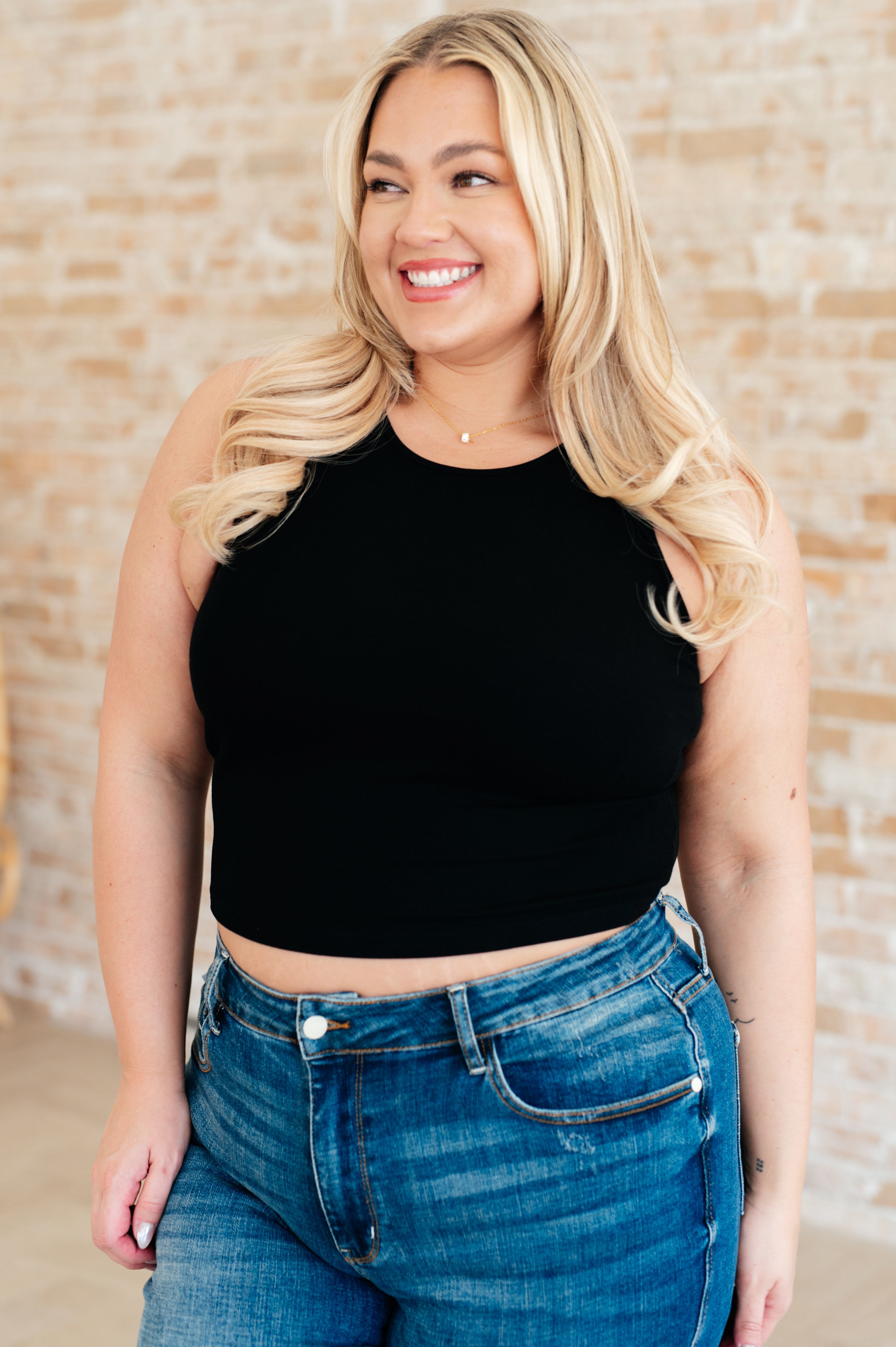 Hazel Blues® | Cream of the Crop Rib Knit Tank Top in Black