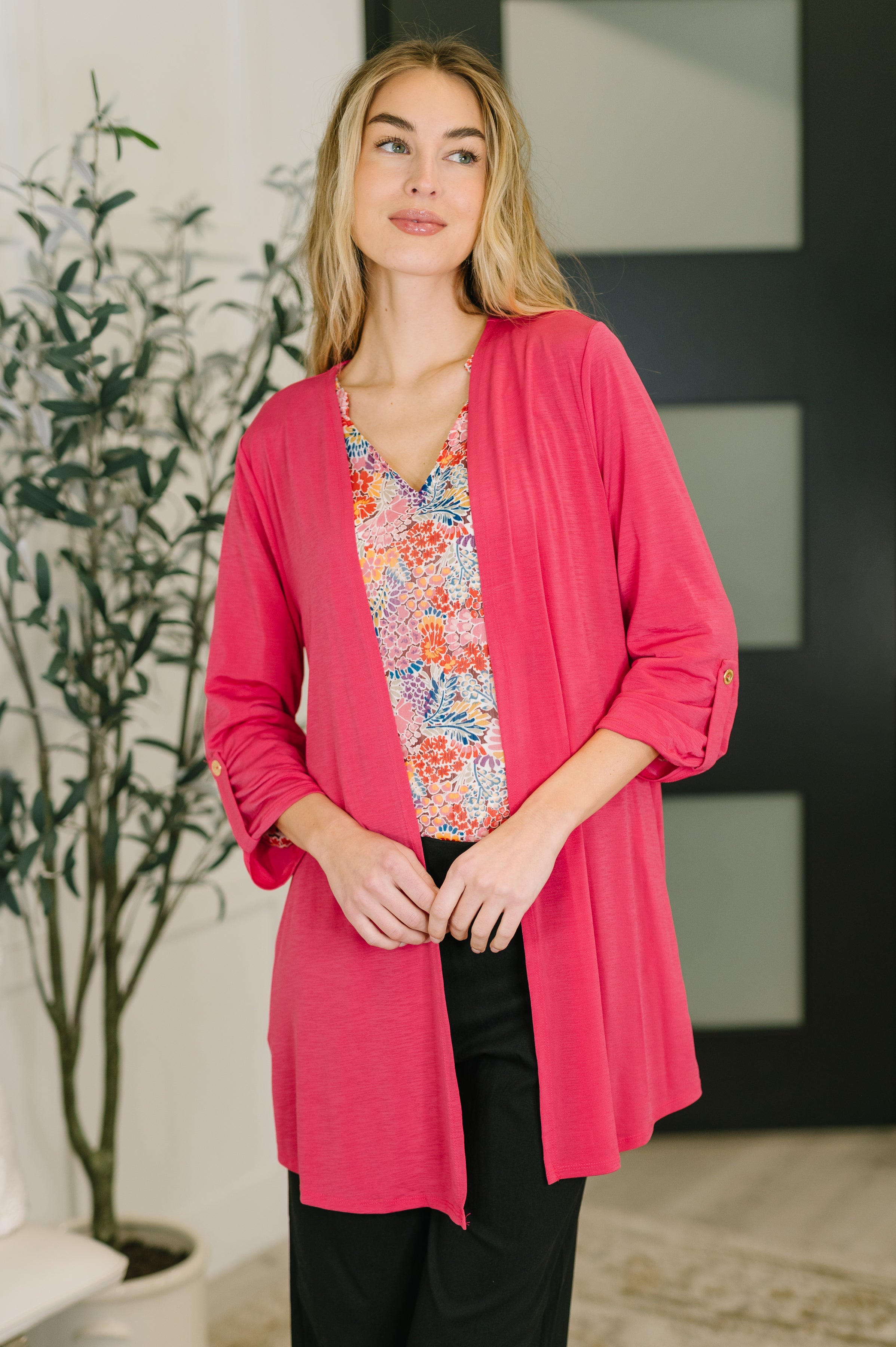 ランブルローズ Lizzy Cardigan in Fuchsia – Hazel Blues®