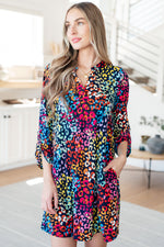Hazel Blues® |  Lizzy Dress in Navy Rainbow Leopard