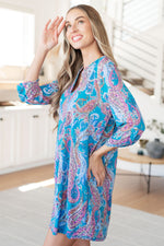 Hazel Blues® |  Lizzy Dress in Teal and Pink Paisley
