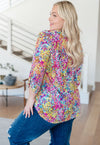 Hazel Blues® |  Lizzy Top in Magenta and Lime Painted Abstract