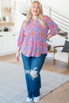 Hazel Blues® |  Lizzy Top in Pink and Aqua Ditsy Floral