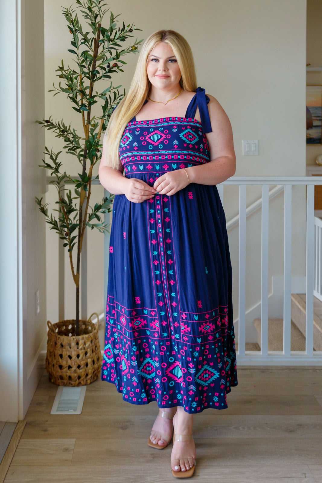 Hazel Blues | Midnight Magic Embroidered Maxi Dress