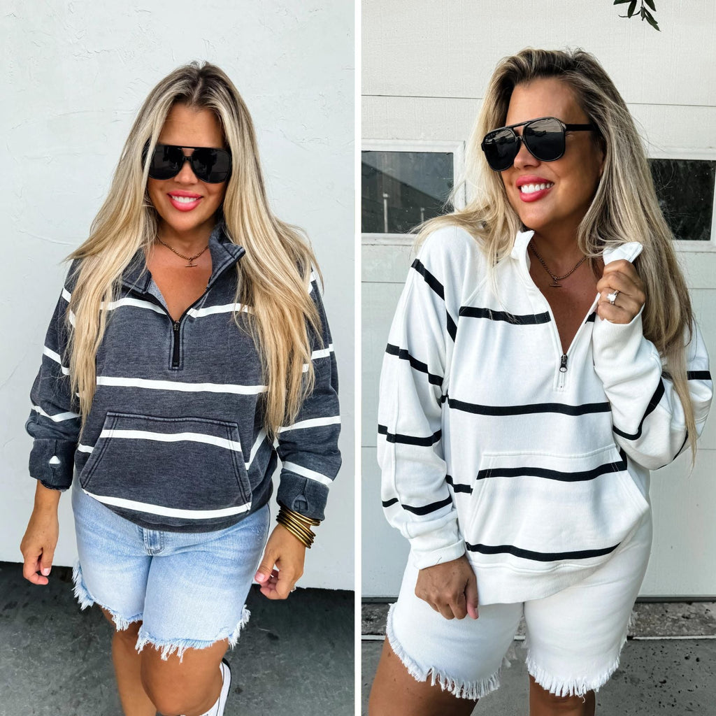 Hazel Blues® |  PREORDER: Summer Striped Easy Does It Pullover in Two Colors