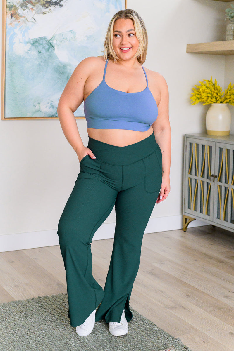 Hazel Blues® |  Work it All Out Crossover Flare Leggings
