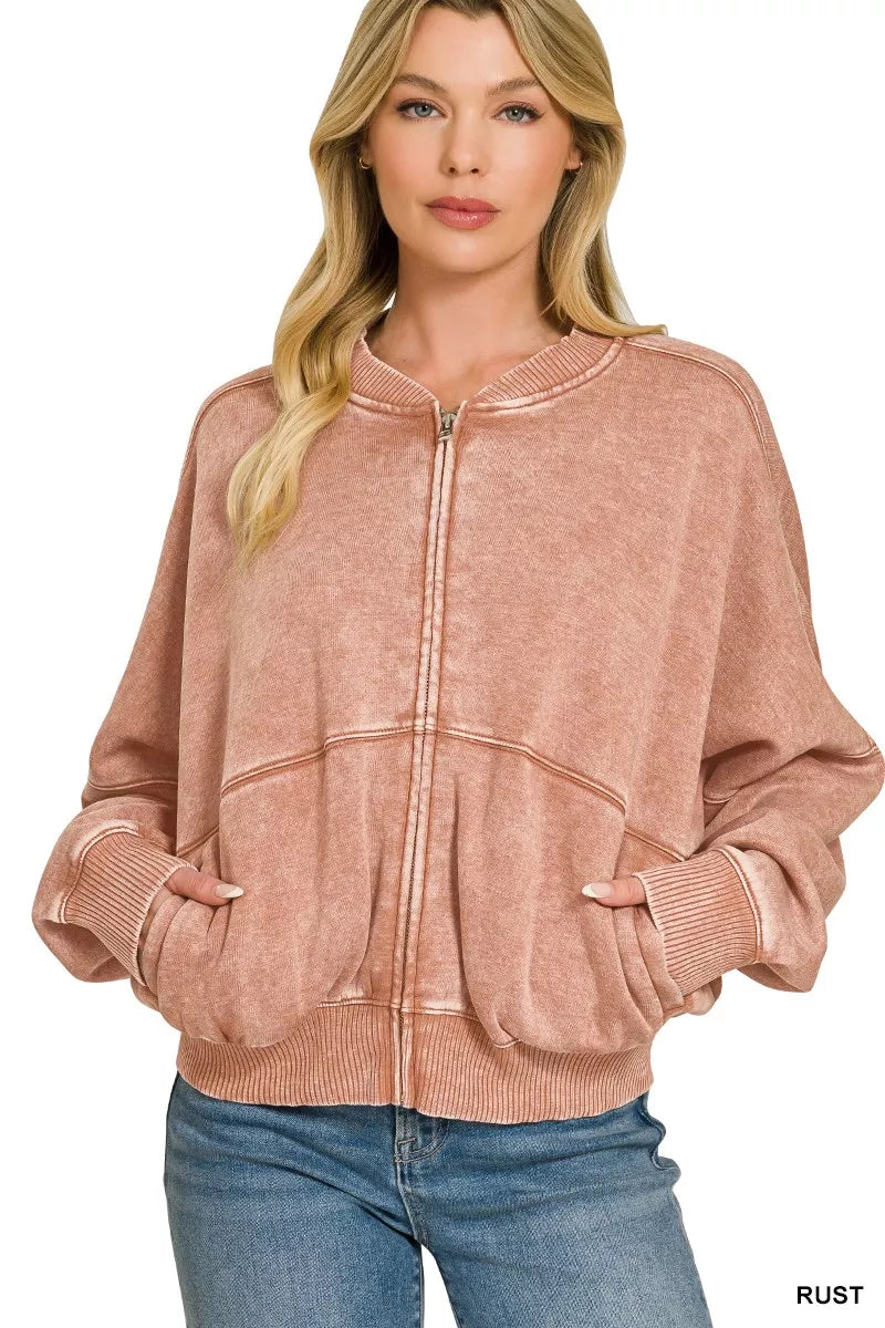 Zenana Acid Washed Fleece Jacket – Hazel Blues®