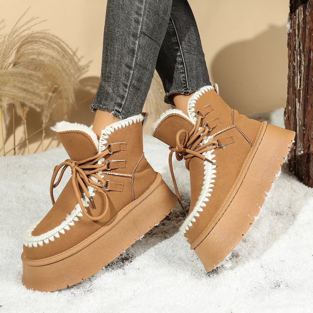 Hazel Blues® | Sherpa Lined Platform Snow Boots