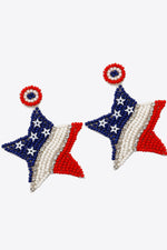 Hazel Blues® |  US Flag Beaded Star Earrings