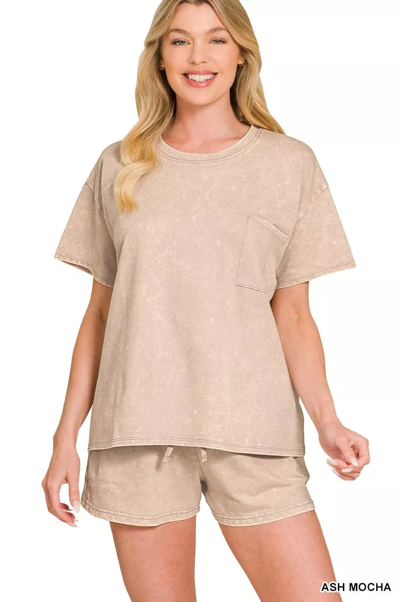 ブルーナ Hazel Blues® | Zenana French Terry Acid Washed Relaxed Top & Short Set