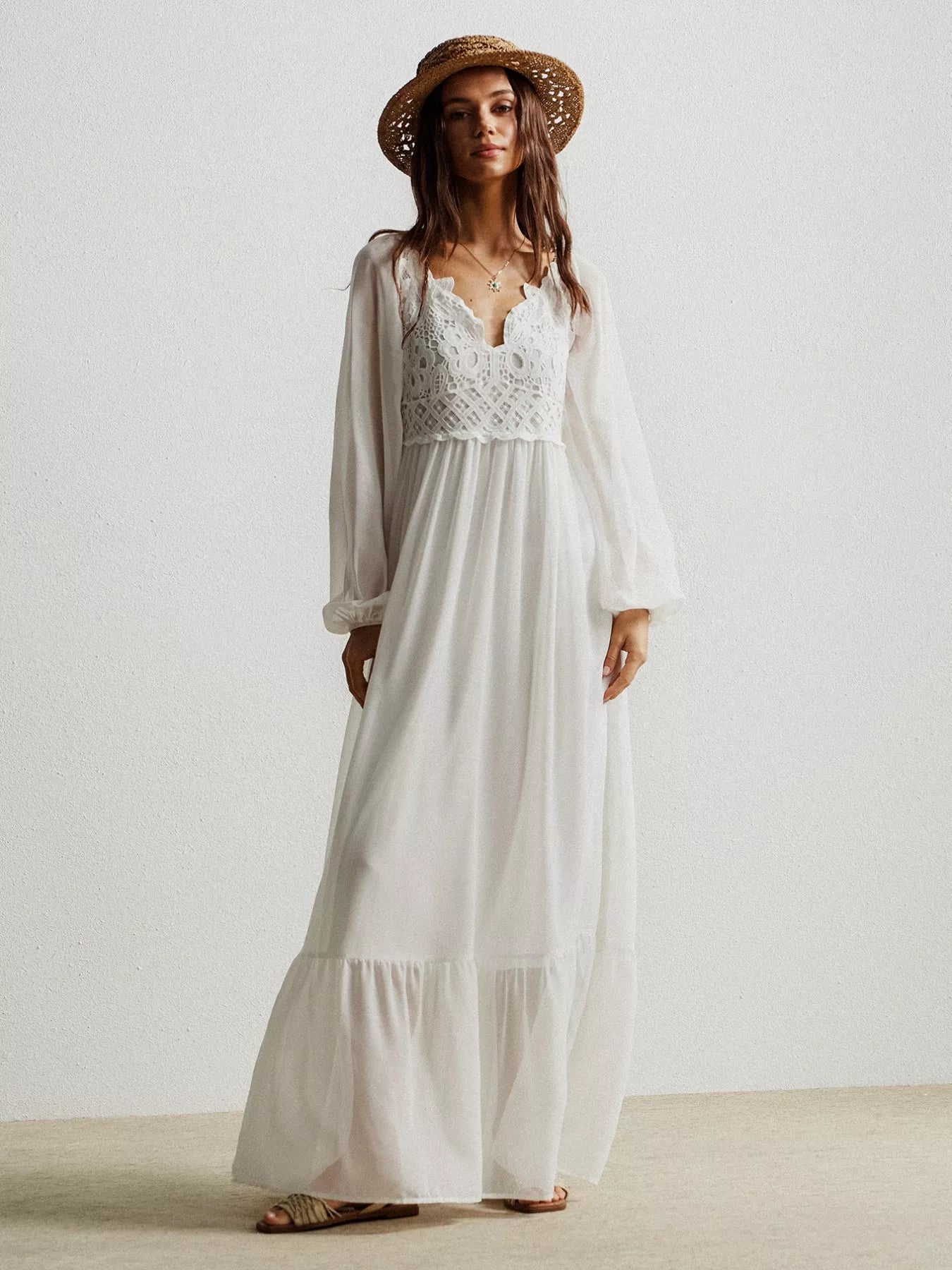 Hazel Blues | Boho Chic Crochet Lace Maxi Dress White / S Hazel Blues | Boho Chic Crochet Lace Maxi Dress White / S