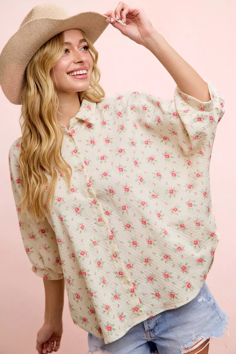 BiBi Flower Printed Short Dolman Blouse Top – Hazel Blues®