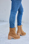 Hazel Blues® |  Forever Link Lace-Up Zipper Detail Block Heel Boots