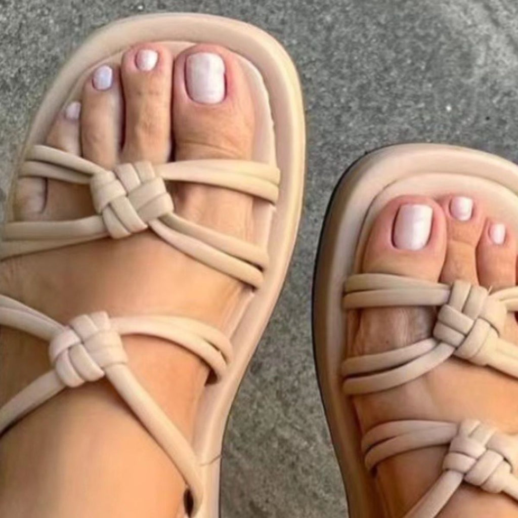 Hazel Blues® |  PU Leather Knot Cutout Sandals