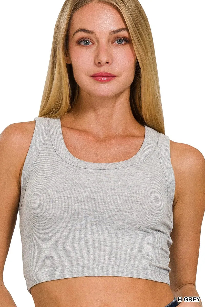 Zenana Ribbed Scoop Neck Cropped Tank Top – Hazel Blues®
