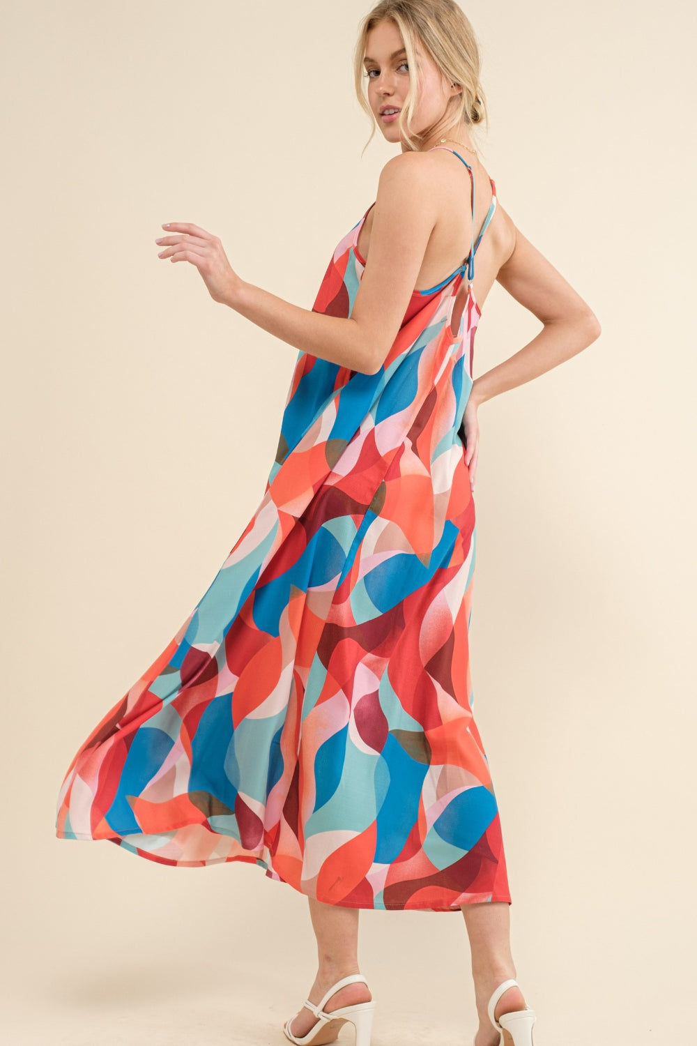 Hazel Blues® |  And the Why Printed Crisscross Back Cami Dress