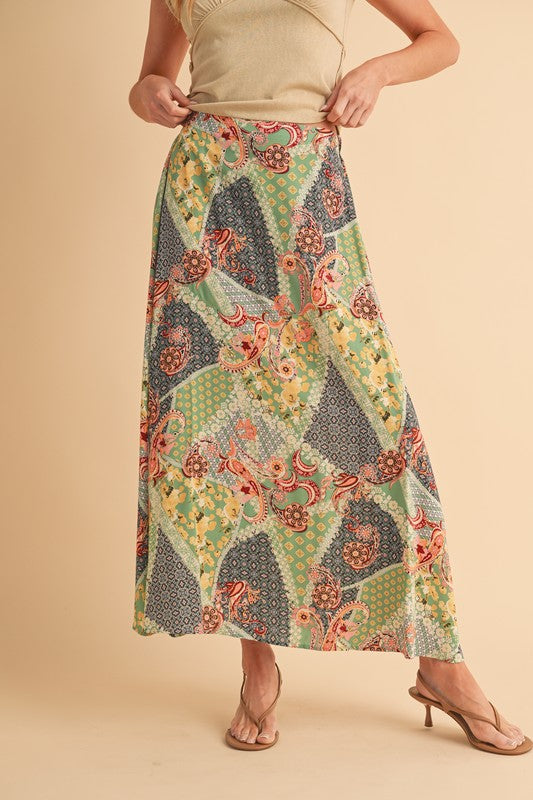 Hazel Blues® | Aemi + Co Printed Maxi Skirt