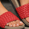 Hazel Blues® |  PU Leather Woven Platform Sandals