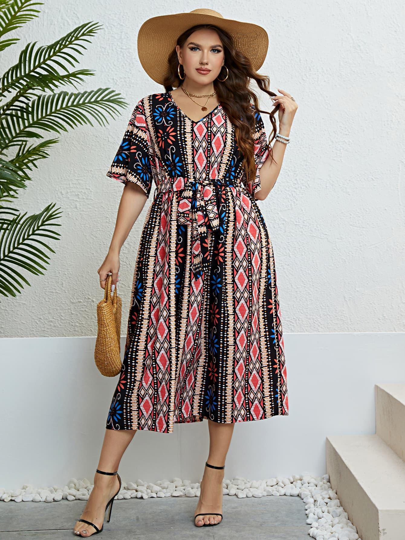 knee length dresses for ladies Dusty Blue Boho Midi Dress