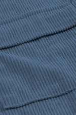 Hazel Blues® | Pocketed Button Ribbed Textured Shacket - Hazel Blues®