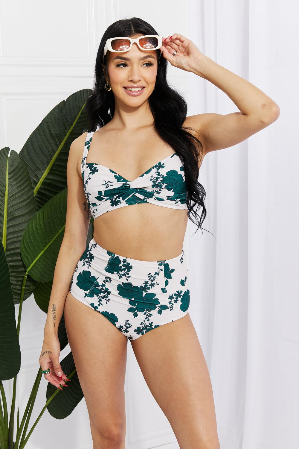 Hazel Blues Take A Dip Twist High Rise Bikini in Forest