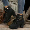 Hazel Blues® |  PU Leather Round Toe Block Heel Boots