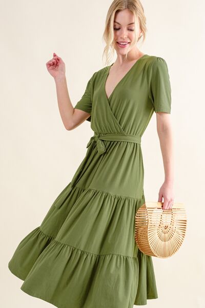 Sample And The Why Soft Short Sleeve Tiered Midi Dress Sample And The Why Soft Short Sleeve Tiered Midi Dress