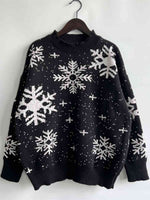 Hazel Blues® |  Snowflake Pattern Dropped Shoulder Sweater