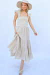 Hazel Blues® |  And The Why Linen Striped Ruffle Dress